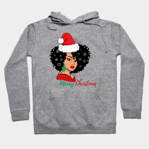 Black Woman Santa, Black Mrs Santa Claus, African American Santa, Merry Christmas Hoodie by UrbanLifeApparel